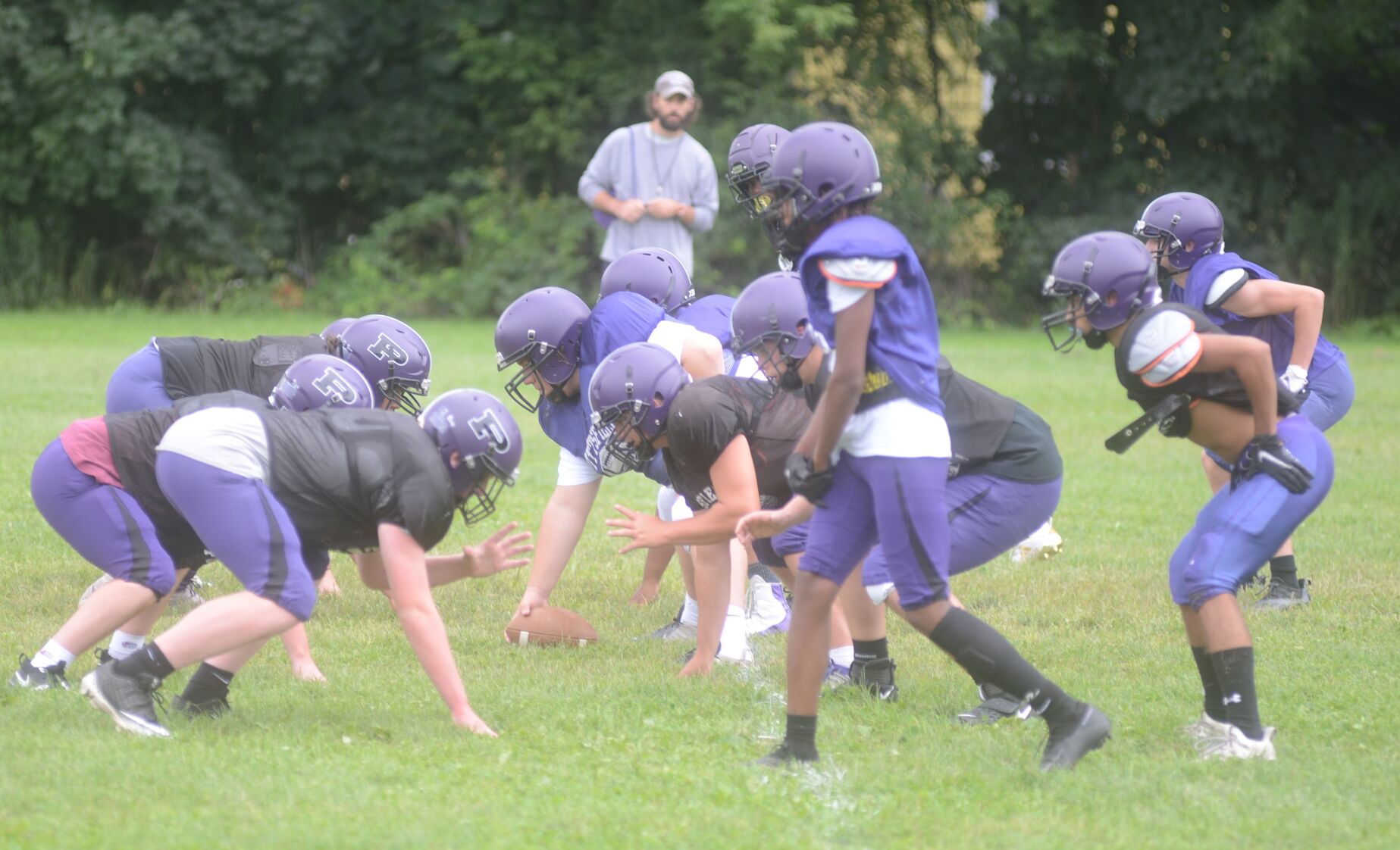 Pittsfield football lines up presnap